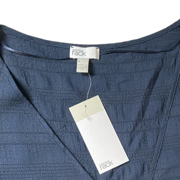 Nordstrom Rack Textured Babydoll Tunic Cover-Up Dress Navy Blue Short Small NWT - Picture 5 of 9